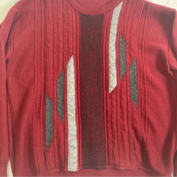 Vtg Norm Thompson Sweater Knit Grandpa Mens L Maroon Red Wool Blend  Y2K Retro - Picture 3 of 16